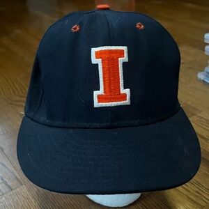 VINTAGE Illinois Fighting Illini Pro Line 80s 90s Fitted Hat Size 7 3/8 NCAA